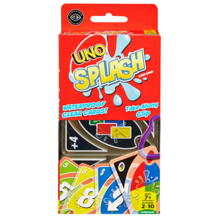 UNO Splash Card Game With Waterproof Cards And Portable Clip For Travel - Image 1 of 5
