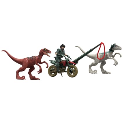 Jurassic World Reimagined Motorcycle, Owen Grady & Raptors & Tools Retro Pack, Fallen Kingdom Toy - Image 1 of 6