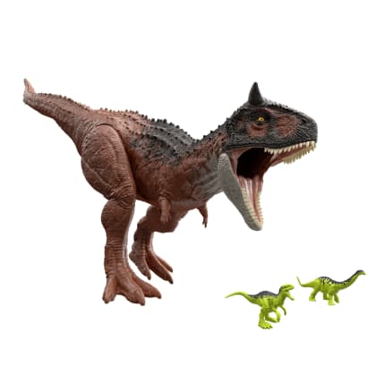 Jurassic World Super Colossal Carnotaurus Dinosaur Figure & 2 Minis, 39 inch Articulated Toy - Imagen 1 de 