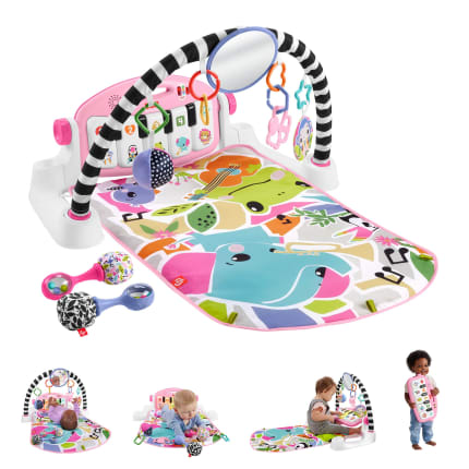 Fisher-Price Glow And Grow Kick & Play Piano Gym Baby Learning Toy With 2 Maracas, Pink - Image 1 of 6