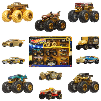 Hot Wheels Monster Trucks Trophy Champions Collection, 5 1:64 Scale Toy Trucks & 6 Die-Cast Cars - Imagen 1 de 6