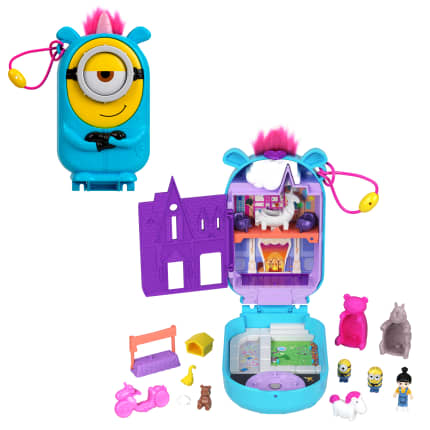 Polly Pocket Playset, Minions Compact With 9 Accessories, 1 Doll, 2 Minions And Unicorn Toy - Image 1 of 6