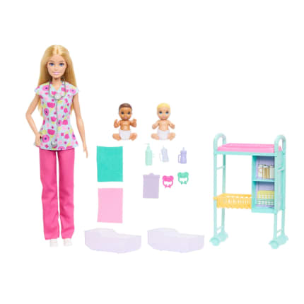 Barbie Careers Baby Doctor Playset With Blonde Fashion Doll, 2 Baby Dolls, Exam Table & Accessories - Imagen 1 de 6