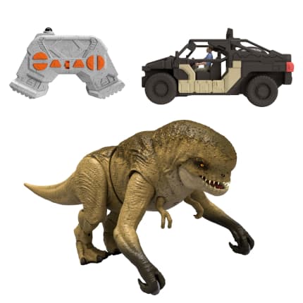 Jurassic World Rebirth Track N Chomp Distortus Rex & Vehicle, Remote Control, Lights & Growl & Chomp - Imagen 1 de 5