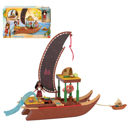 Disney Moana 2 Toys, Moana's Adventure Canoe Playset With 1 Small Doll, 1 Canoe & 10 Accessories - Image 1 of 6