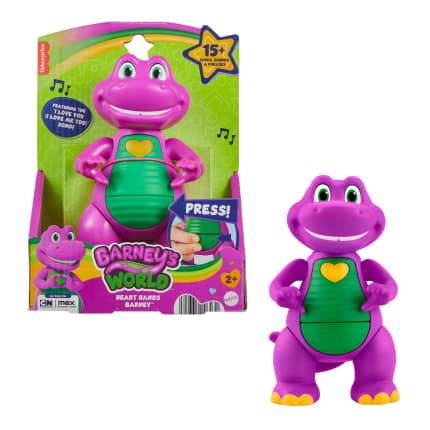 Fisher-Price Barney's World Heart Hands Barney Toy Figure With Music & Lights For Kids - Image 1 of 6