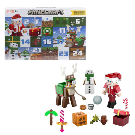Minecraft Advent Calendar, 3 3.25-in Scale Action Figures, 17 Accessories & 4 Stickers - Image 1 of 6