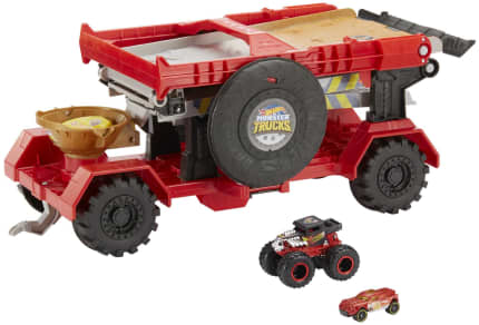 Hot Wheels Monster Trucks, Transporter And Track With 1:64 Scale Toy Truck - Image 1 of 6