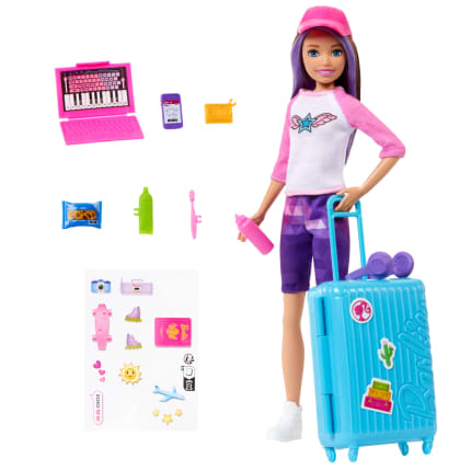 Barbie Skipper Doll & 10 Accessories, Travel Set With Luggage, Sticker Sheet & More - Image 1 of 6