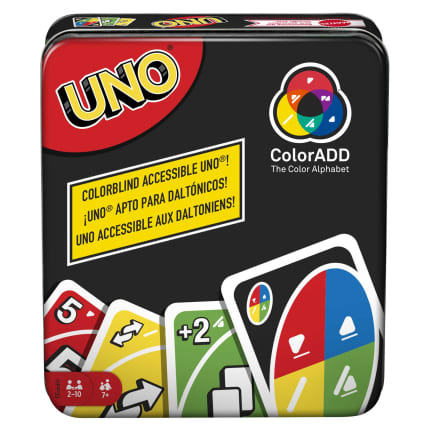 UNO Coloradd Card Game For Color Blind & Color Sighted Players in Travel Tin - Image 1 of 1