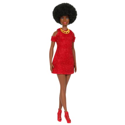 Barbie Fashionistas Doll #221 With Natural Black Hair, Red Dress & Accessories, 65th Anniversary - Image 1 of 6