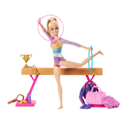 Barbie Gymnastics Playset With Blonde Fashion Doll, Balance Beam, 10+ Accessories & Flip Feature - Image 1 of 