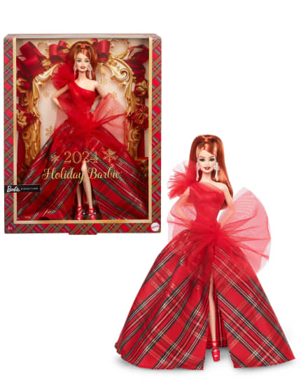 Barbie 2024 Holiday Barbie Doll, Seasonal Collector Gift, Barbie Signature, Plaid Gown With Red Bow - Image 1 of 6