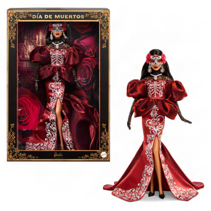Barbie 2026 Día De Muertos Doll in Satin Mermaid Dress And Removable Calavera Mask - Imagen 1 de 