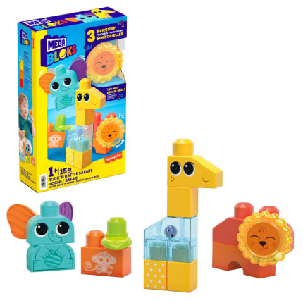 MEGA Bloks Rock N Rattle Safari Sensory Building Toys For Toddlers 1-3 (15 Pcs) - Imagem 1 de 6