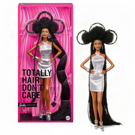Barbie Totally Hair Don’t Care Brooklyn Doll, Barbie Signature, Fashion Doll With Fun Hairstyle & Metallic Dress - Image 1 of 