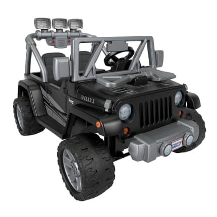 Power Wheels Jeep Wrangler Willys Battery-Powered Ride-On Vehicle With Lights & Sounds, Black - Image 1 of 5