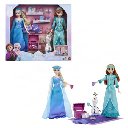 Disney Frozen Slumber Sister Set With Anna & Elsa Fashion Dolls, Olaf & 14 Accessories - Imagen 1 de 5