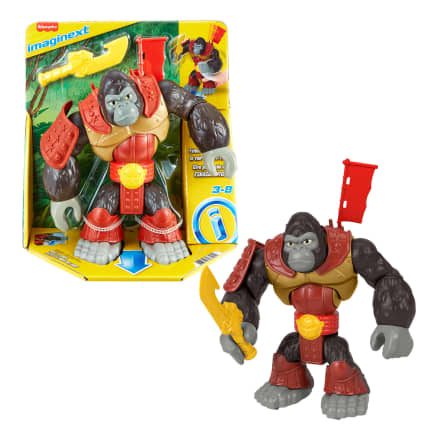 Imaginext Silverback Gorilla Smash Punching Action Figure For Preschool Kids, 3 Pieces - Image 1 of 6