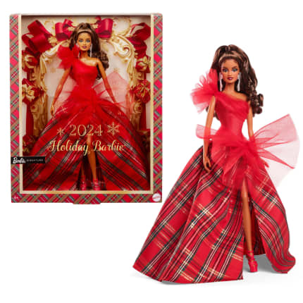 Barbie 2024 Holiday Barbie Dolls, Seasonal Collector Gift, Barbie Signature, Plaid Gown With Red Bow - Image 1 of 6