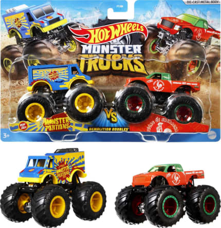 Hot Wheels Monster Trucks Veículo de Brinquedo Pacote Surpresa 2 Carros Escala 1:64 - Image 1 of 6
