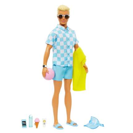 Barbie Ken Plage Poupée Blonde Short de Bain et Accessoires de Plage - Imagen 1 de 4