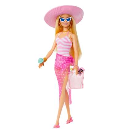Blonde Barbie Doll With Swimsuit And Beach-Themed Accessories - Image 1 of 4