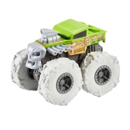 Hot Wheels Monster Trucks Vehículo de Juguete 1:43 Llantas Todo Terreno Bone Shaker Original Flaming Skull - Imagen 1 de 5