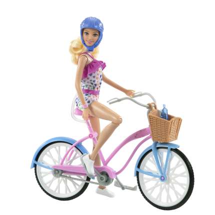 Barbie Doll And Bike Playset With Doll (11.5 in, Blonde) & Bicycle - Imagen 1 de 6