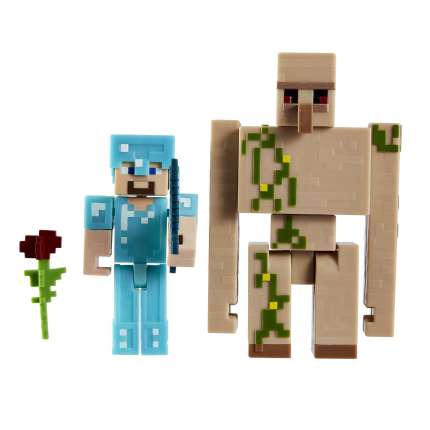 Minecraft Vanilla Figura de Acción Paquete Steve y Golem de Hierro 3.25