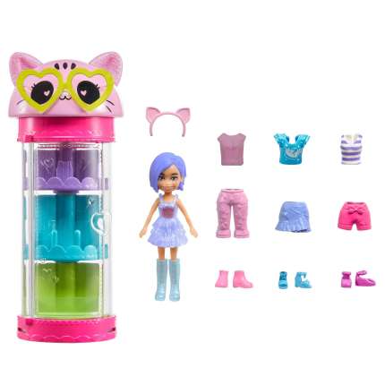 Polly Pocket Conjunto de Brinquedo Armário de Modas Giratório Gato - Image 1 of 5