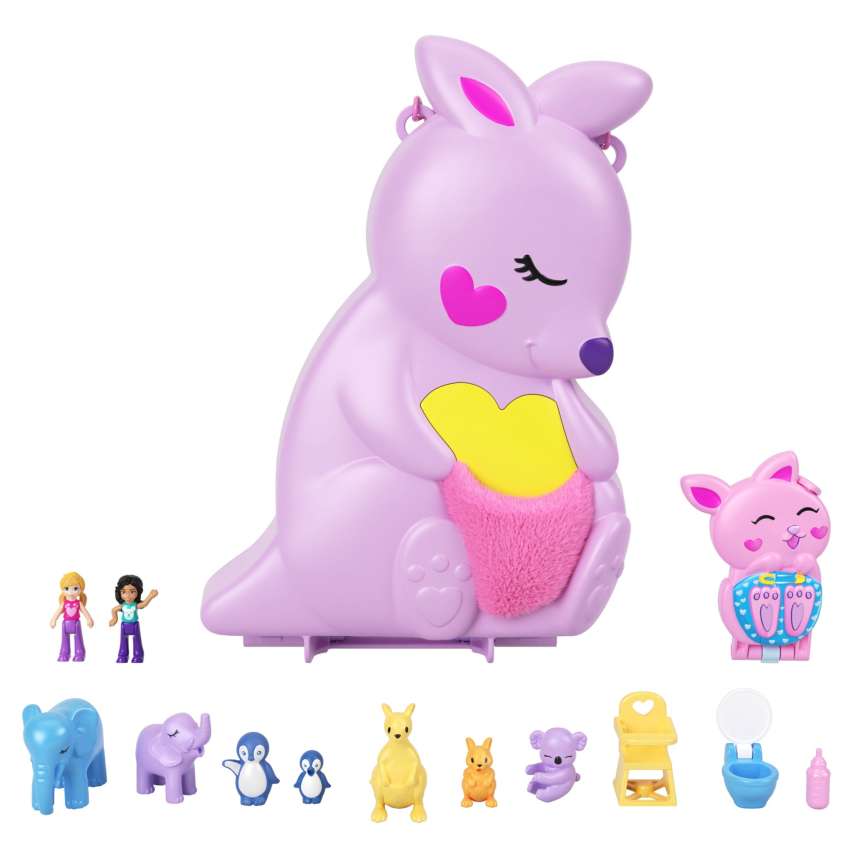 Polly Pocket Mini Toys, Wearable Purse Compact Playsets with 2 Dolls - Image 1 of 10