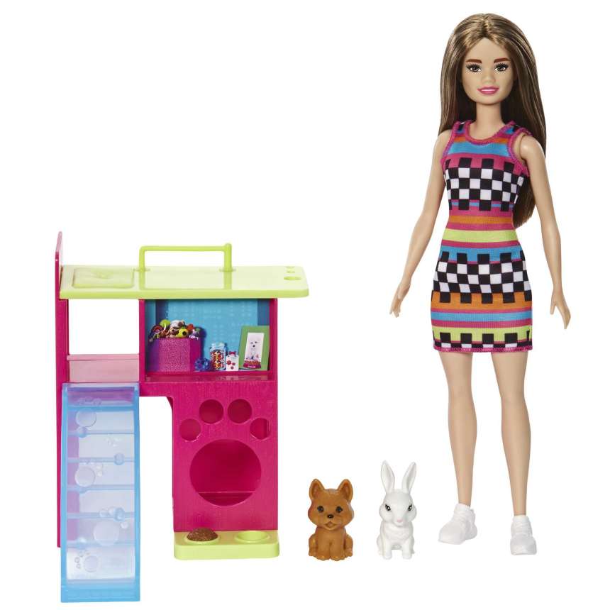 Barbie Doll and Pet Playhouse Playset with 2 Pets, Toy for 3 Year Olds & Up - Image 1 of 6