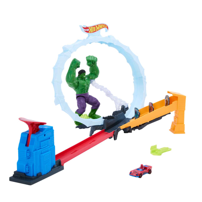 Hot Wheels Superstar Speeders Tor Spider-Man i Hulk: Superbohaterska akcja Zestaw i samochód 1:64 Zabawka dla dzieci 4+ - Image 1 of 6