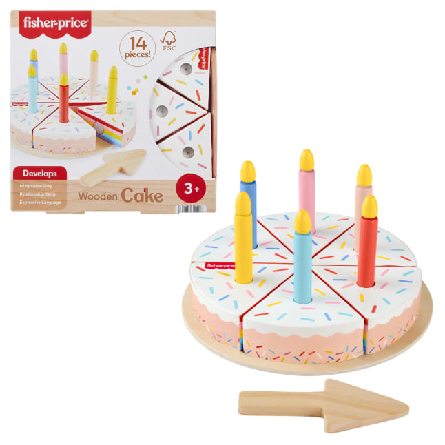 Fisher-Price Tort urodzinowy Zestaw Drewniana zabawka 3+ - Imagen 1 de 6