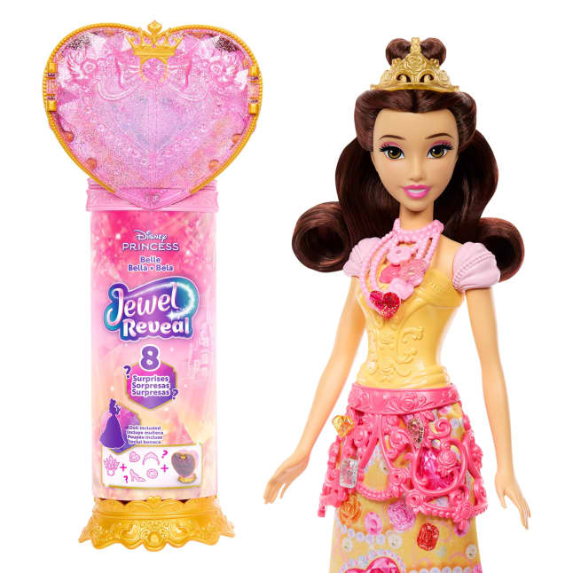 Muñeca De Moda Bella Jewel Reveal De Disney Princesas Con 8Sorpresas, Incluido Un Joyero Y Accesorios - Imagen 1 de 6