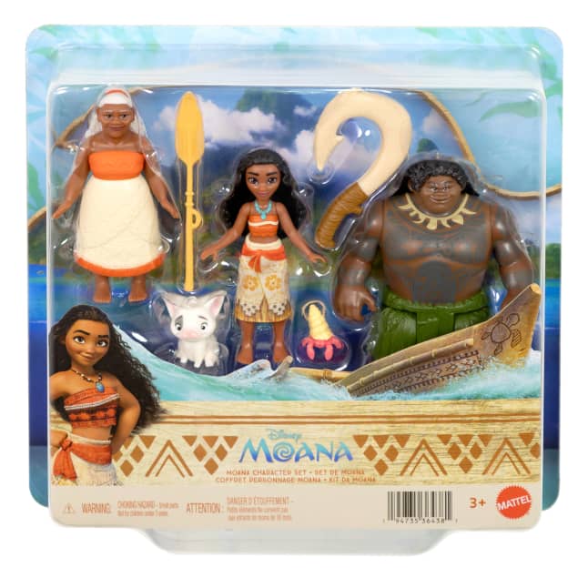Disney Vaiana Charakterset Mit 3 Kleinen Puppen, 2 Tierfreunden Und 2 Zubehörteilen, Vom Film Inspiriert - Image 1 of 1