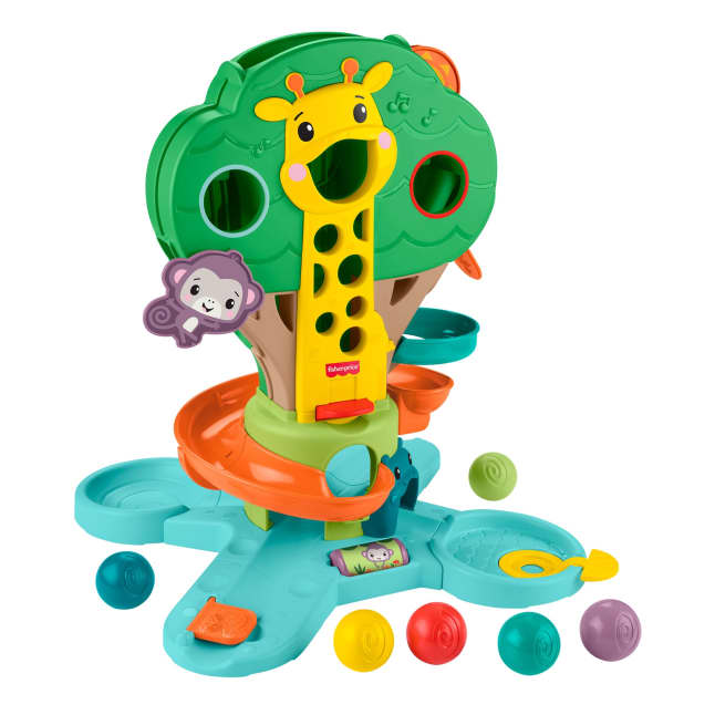 Fisher-Price Dschungelbaum Zum Spielen Im Sitzen Und Stehen, Spielcenter Mit Kugelspaß Und Musik Für Babys Und Kleinkinder, 6 Kugeln - Image 1 of 