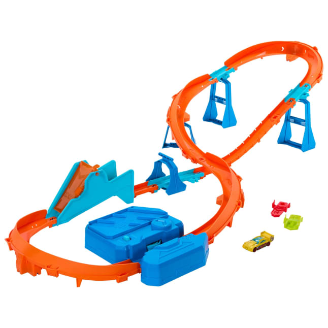 Hot Wheels Track Creator Beschleuniger-Sprung-Schnellstrecke-Set Mit Spielzeugauto Im Maßstab 1:64 Und Motorisiertem Beschleuniger - Imagen 1 de 6