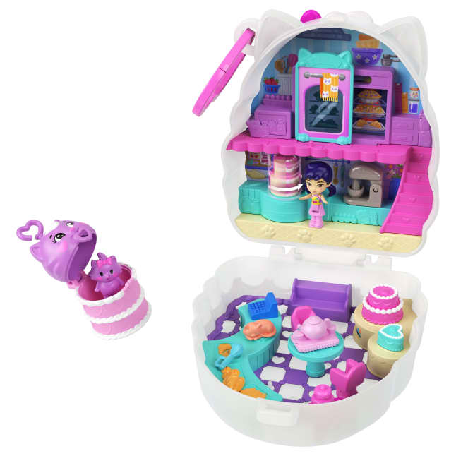 Polly Pocket Kitty Cake Compact Playset With 1 Micro Doll And Pet Cats, Travel Toy With Themed Accessories - Imagen 1 de 6