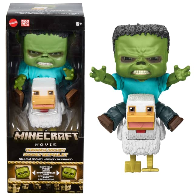 Mattel Minecraft Chicken Jockey Figure With 3 Swappable Baby Zombie Faces, Inspired By The Movie - Image 1 of 6