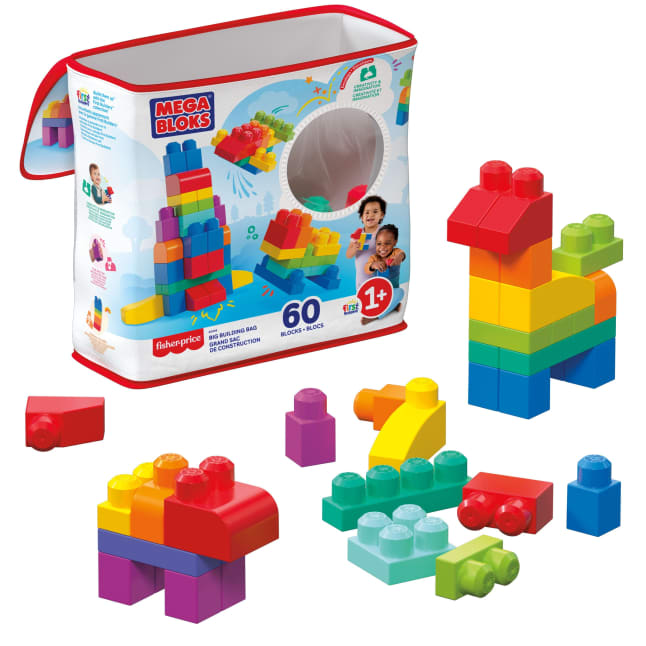 MEGA BLOKS First Builders Big Building Bag Toy Blocks With Storage Bag (60 Pieces) For Toddler - Image 1 of 6