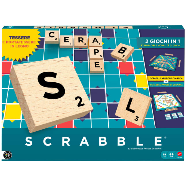 Scrabble, Gioco Da Tavolo Con Le Parole Per Tutta La Famiglia, Con Tessere E Leggii in Legno E Due Modalità Di Gioco, Edizione Italiana - Image 1 of 6