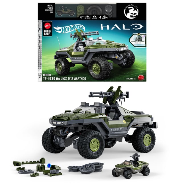 Mattel Brick Shop Hot Wheels Halo UNSC M12 Warthog Building Toy Kit (935 Pieces), For Collectors - Image 1 of 6