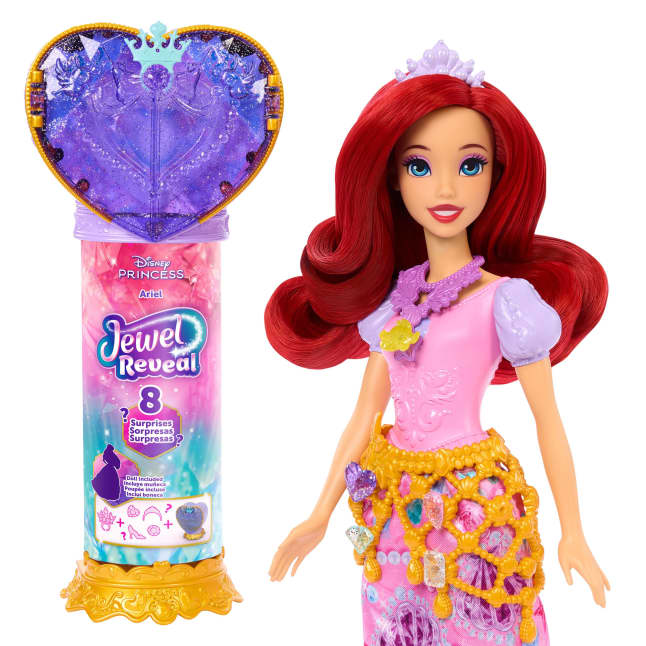 Disney Princess Jewel Reveal Ariel Fashion Doll W/ 8 Surprises Including Gem Box & 10 Accessories - Image 1 of 6
