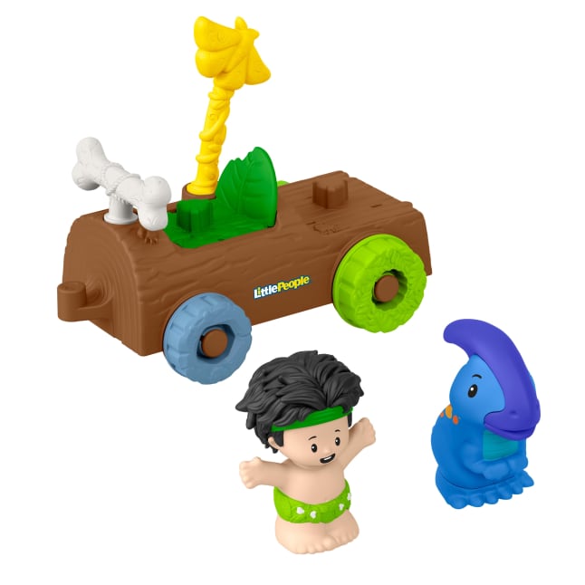Fisher-Price Little People Dinosaur Parade Log Car & Figure Set Toddler Toy, 3 Pieces - Image 1 of 6