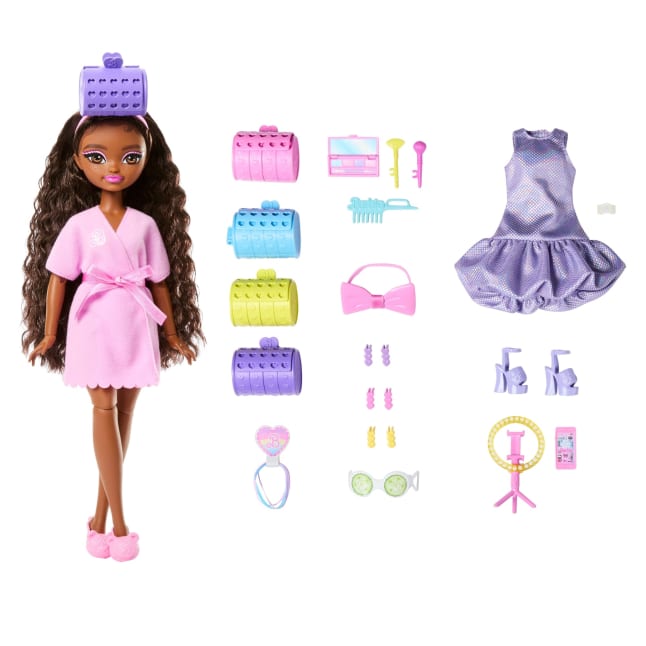Barbie Dream Besties Brooklyn Wyszykuj się ze mną Lalka + akcesoria Zestaw Zabawka 4+ - Image 1 of 6