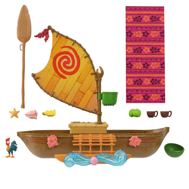 Playset Disney Vaiana Esploratrice Dell'Oceano in Canoa Con 5 Aree Gioco, 9 Accessori E Personaggio Animale - Image 1 of 6