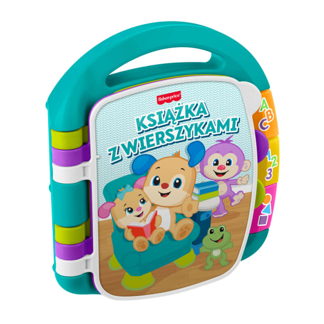 Fisher-Price „Ucz się i śmiej!” Książka z wierszykami (Turkusowa) Edukacyjna zabawka interaktywna dla dzieci 6-36 mies. Polska wersja językowa - Imagen 1 de 6