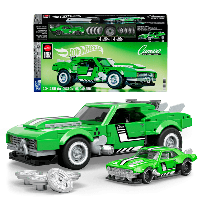 Mattel Brick Shop Klocki Hot Wheels Speed Series Custom ’68 Camaro Samochód do zbudowania 289 elementów Zabawka Zestaw konstrukcyjny dla kolekcjonerów - Image 1 of 6